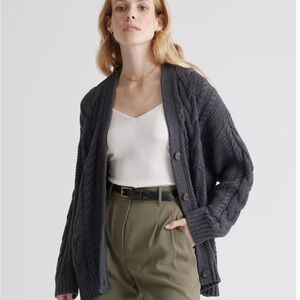 Quince NWT 100% Organic Cotton Oversized Cable Cardigan Size M
